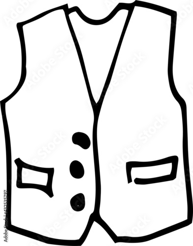 vest clothing for men and women doodle sketch line outline monochrome hand drawn illustration print