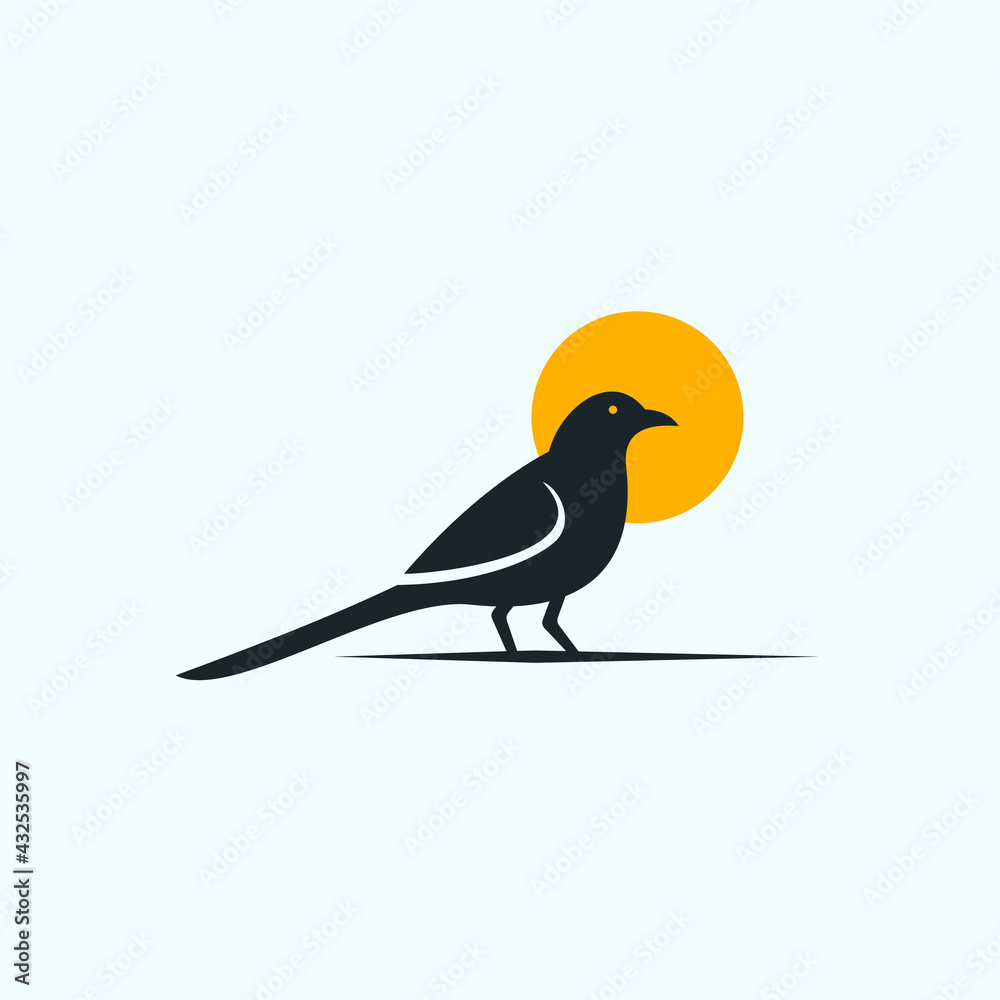 abstract magpie logo. bird icon - obrazy, fototapety, plakaty 