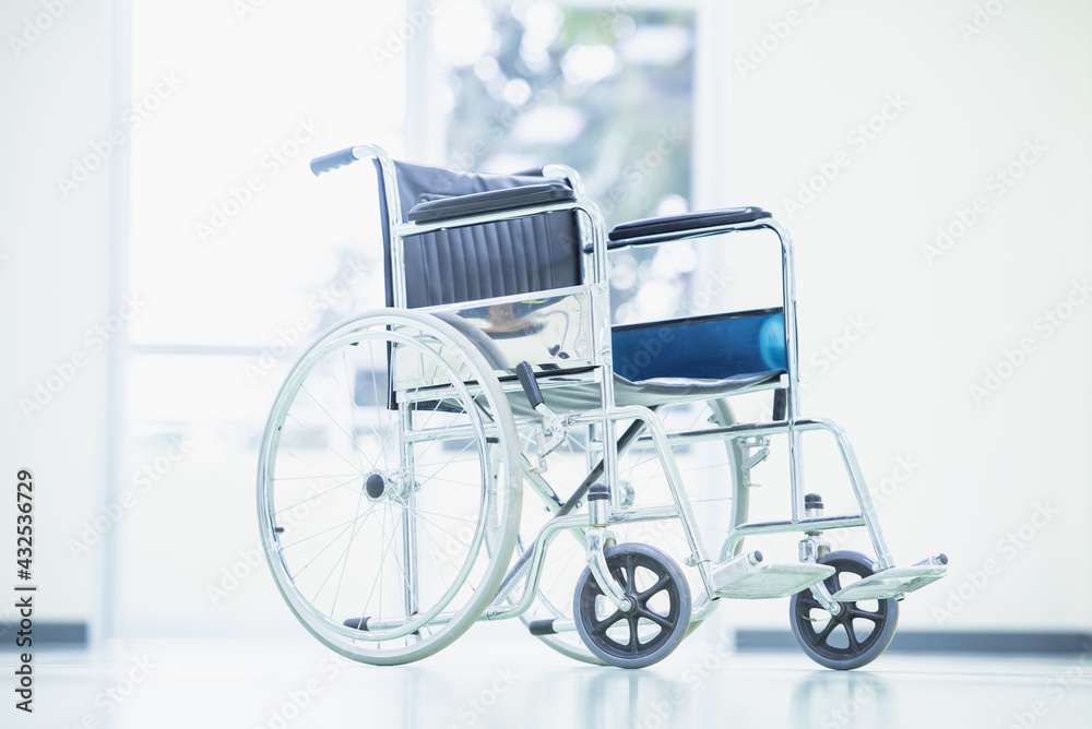 Fototapeta premium Close-up Empty wheelchair in the Hospital.