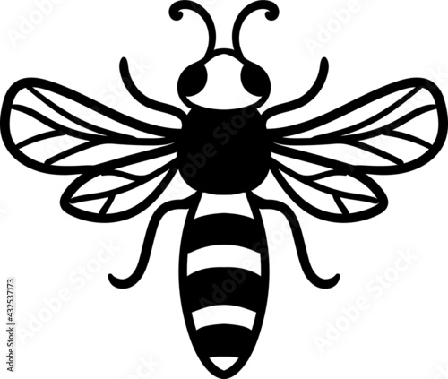 Honey bee vintage logo element. Bee icon vector isolated