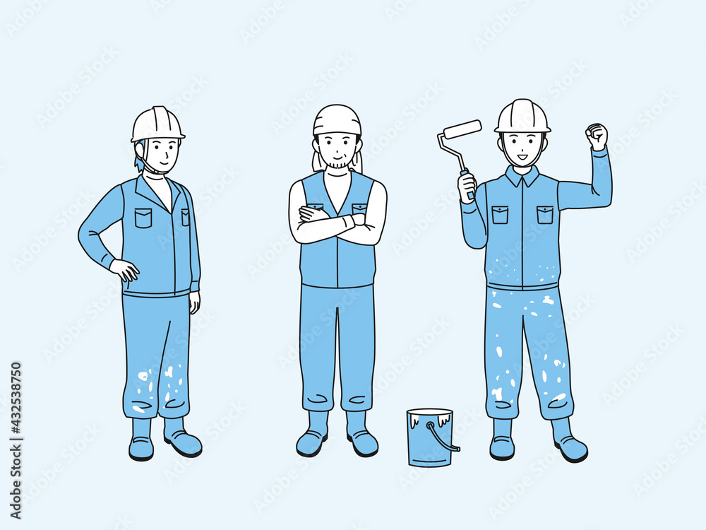 塗装職人 塗装工 ペンキ屋 親方 男性 労働者 全身 イラスト素材 Stock Vector Adobe Stock