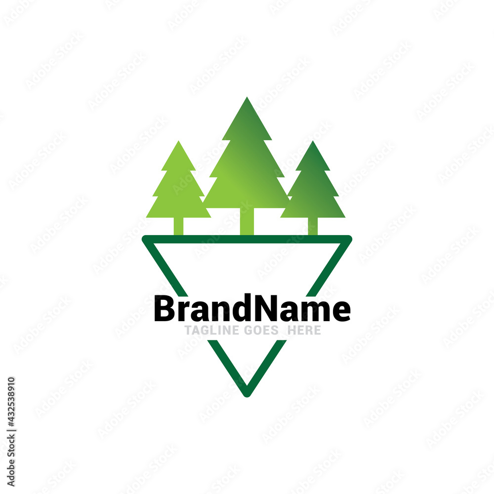 Obraz premium Simple line art evergreen pine tree logo design vector image.