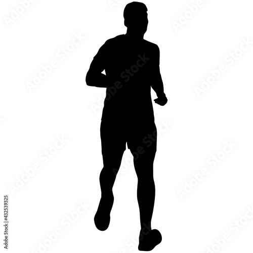 Black Silhouettes Runners sprint men on white background