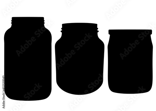 Preservation jars in the set. Vector image.