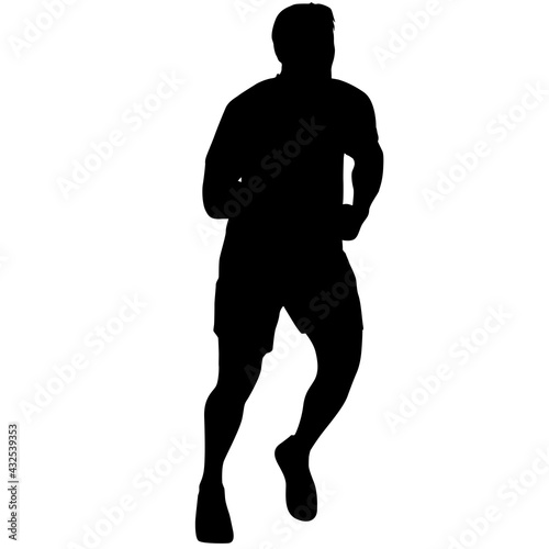 Black Silhouettes Runners sprint men on white background