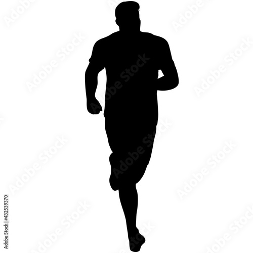 Black Silhouettes Runners sprint men on white background