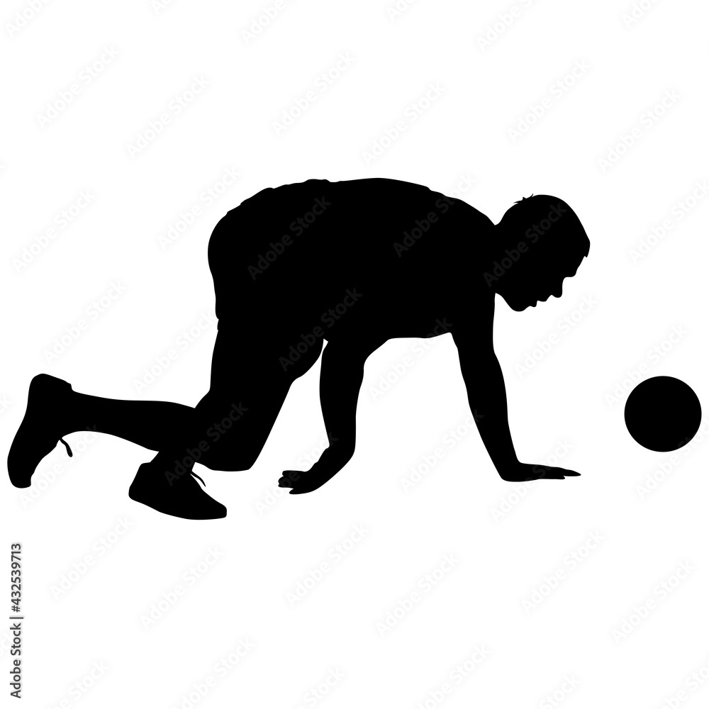 silhouettes of soccer players with the ball on white background