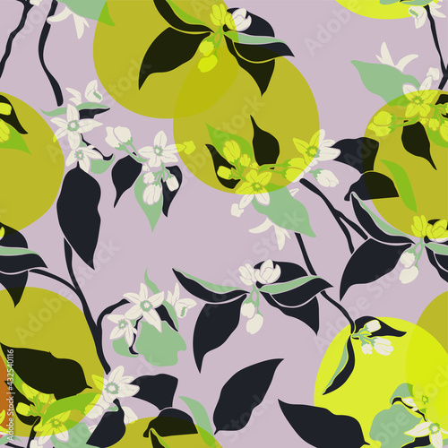 Citrus themed vector seamless print design