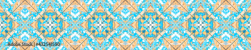 Arabian Endless Decor. Abstract Backdrop. Indigo
