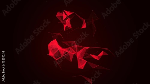 Abstract Moving Triangles. Polygons Animation. Digital, Communication Technology Network Background. Concept of Engineering and Scientific Data. Neon Motion Design 4k with Alpha Channel