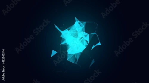 Abstract Moving Triangles. Polygons Animation. Digital, Communication Technology Network Background. Concept of Engineering and Scientific Data. Neon Motion Design 4k