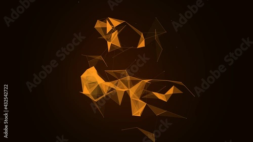 Abstract Moving Triangles. Polygons Animation. Digital, Communication Technology Network Background. Concept of Engineering and Scientific Data. Neon Motion Design 4k