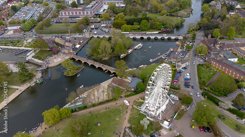 An aerial view of the centre of the historic town of Stratford upon Avon in Warwickshire, UK photo