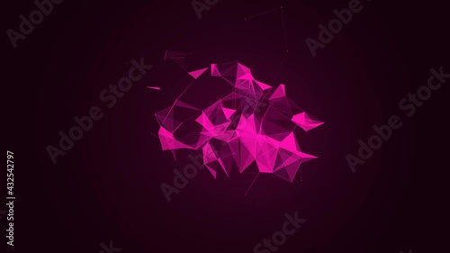 Abstract Moving Triangles. Polygons Animation. Digital, Communication Technology Network Background. Concept of Engineering and Scientific Data. Neon Motion Design 4k 