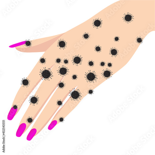 corona virus infection on hands vector illustration