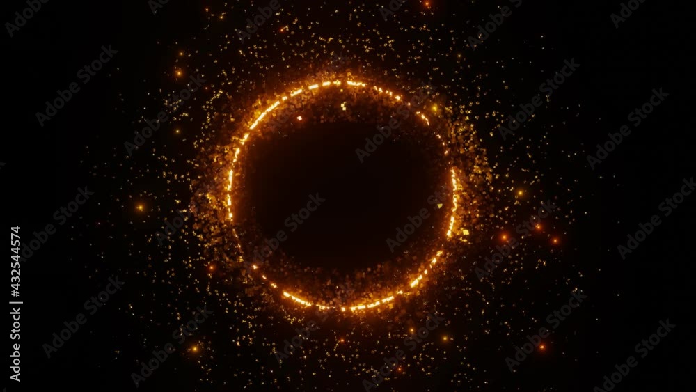 Abstract gold Glitter spark Particles Circle space 3D rendering