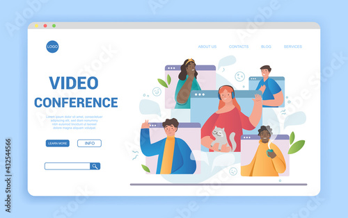 Diverse multiethnic team in online call