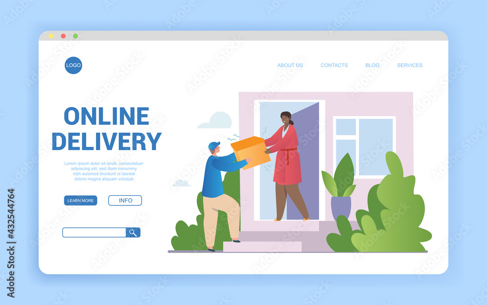 The courier delivers the parcel