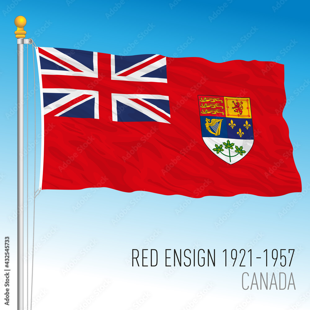 Canadian red ensign historical flag, 1921 1957, Canada, vector