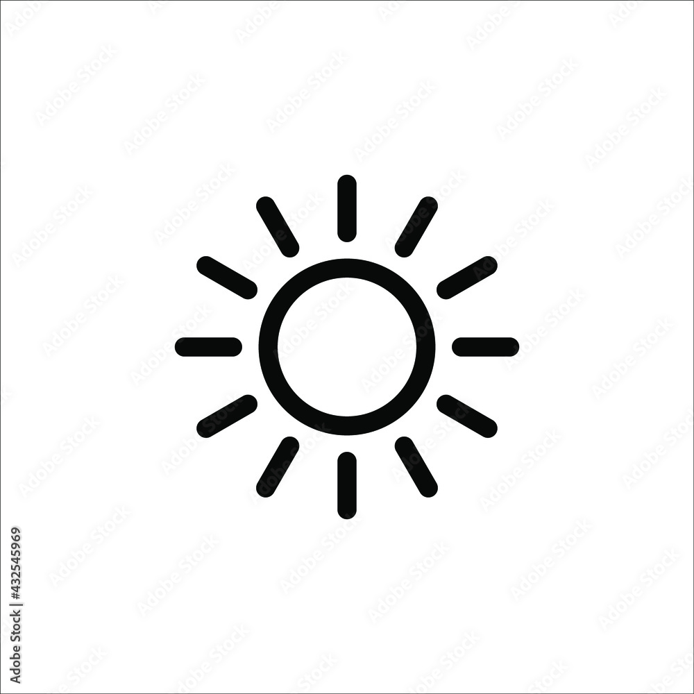 Sun icon vector. Brightness Icon vector on white background. Sun icon vector. Brightness Icon vector on white background.
