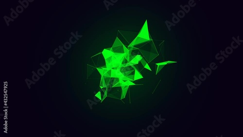 Abstract Moving Triangles. Polygons Animation. Digital, Communication Technology Network Background. Concept of Engineering and Scientific Data. Neon Motion Design 4k