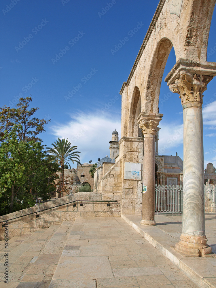 Arches where Muslim tradition says scales to weigh souls will be hung at Last Judgement, Temple Mount Jerusalem, Israel