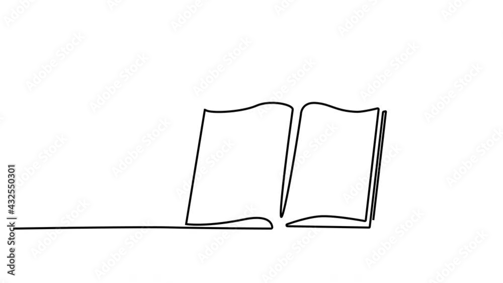 Self drawing animation of open book., Stock Video