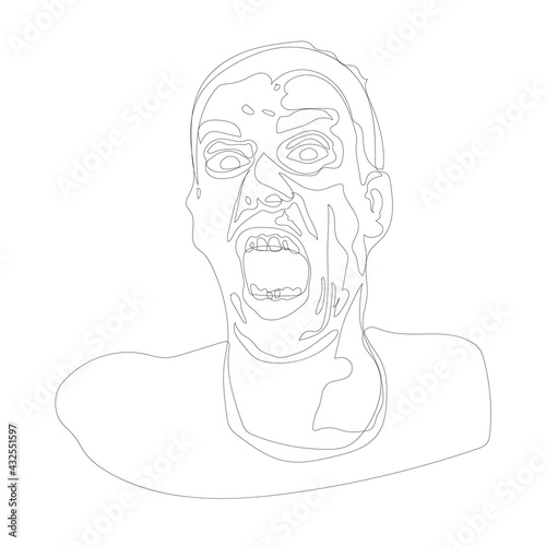 Line art portrait of a mad man, mental health concept