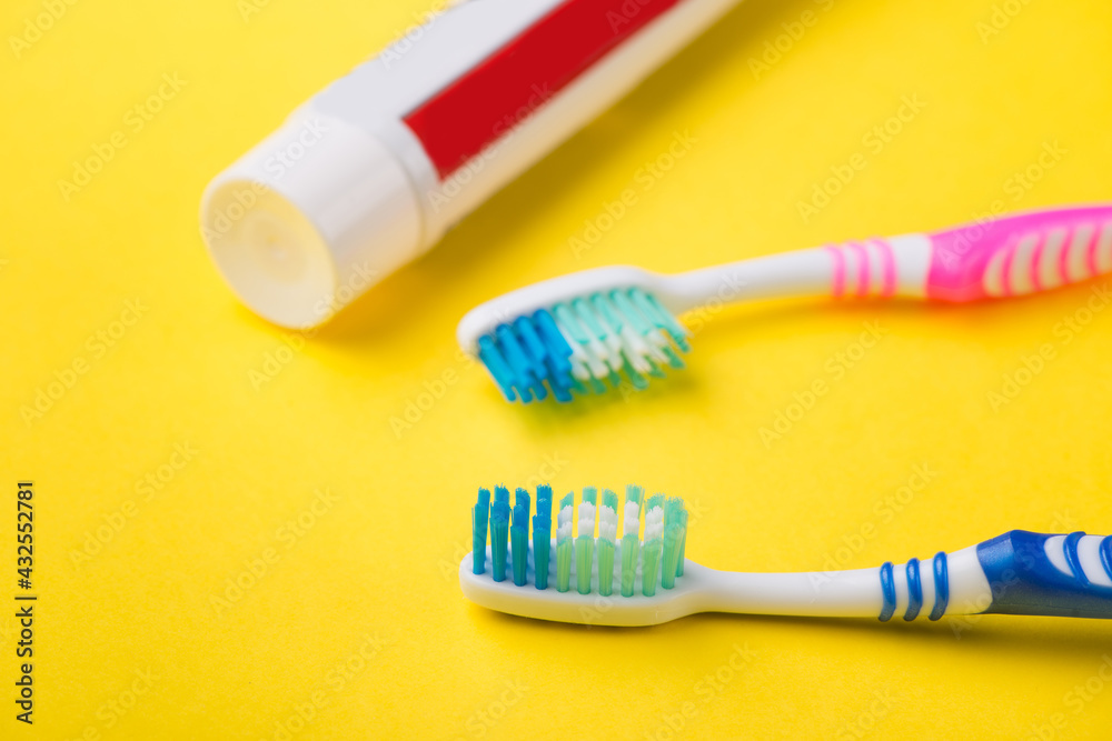 toothbrush and toothpaste close-up. dental care toothbrush and toothpaste close-up. dental care