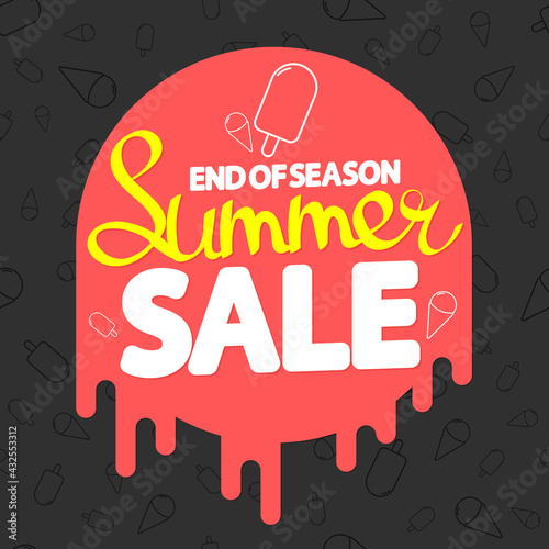 Summer Sale, poster design template, end of season, discount banner, vector illustration