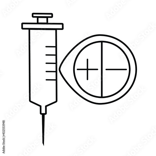 Thin line syringe with positive and negative button icon vector image. Royalty-free. © Claude