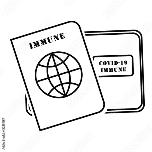 Thin line vaccination passport icon vector image. Royalty-free.