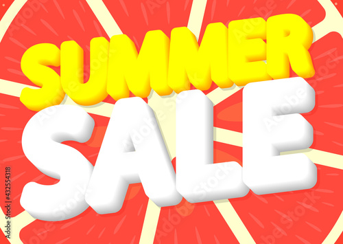 Summer Sale, poster design template, discount banner, vector illustration