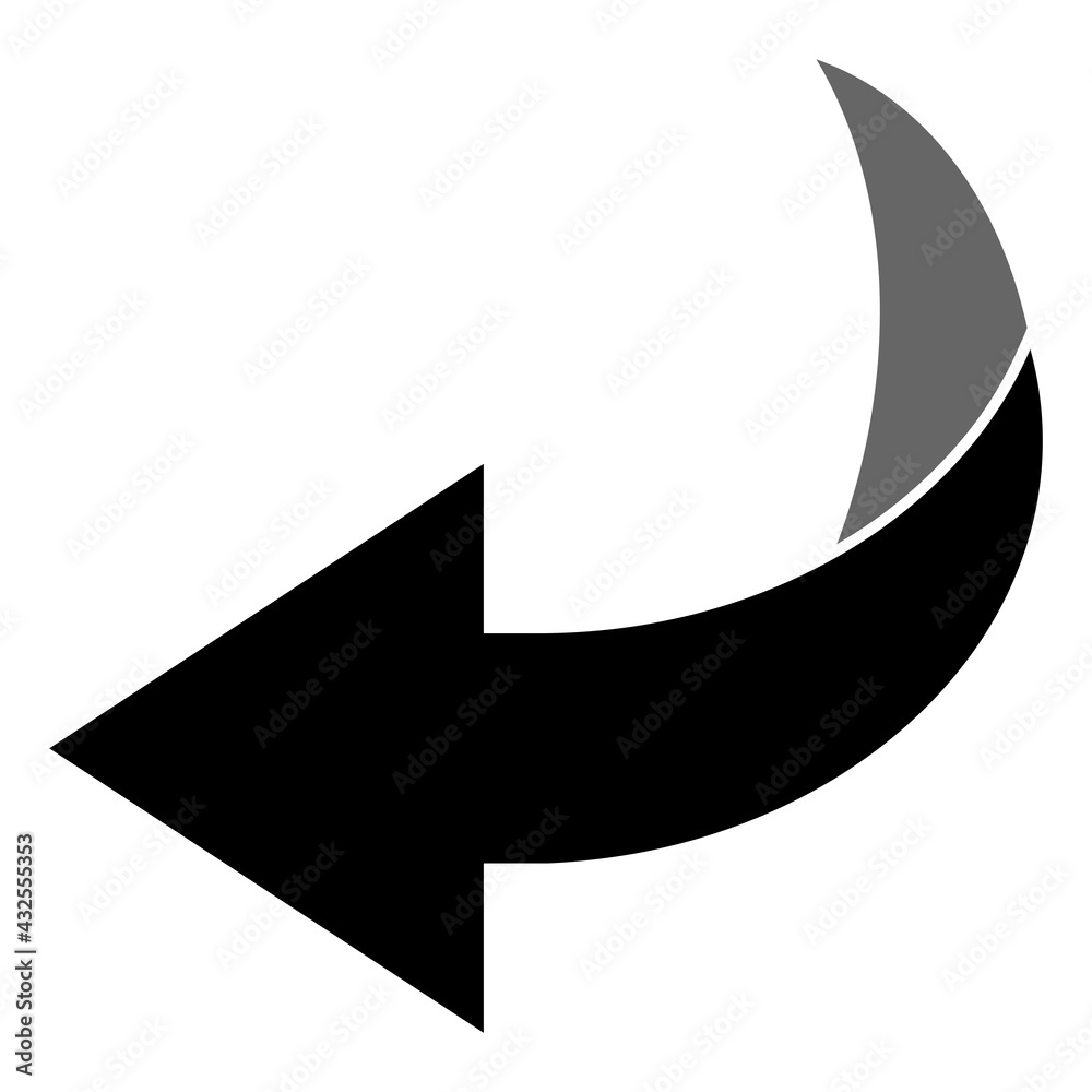 ngi1261 NewGraphicIcon ngi - left arrow icon . backward - turn page / page  curl - design element . isolated on white background - single - black  simple xxl g10538 Stock Illustration | Adobe Stock