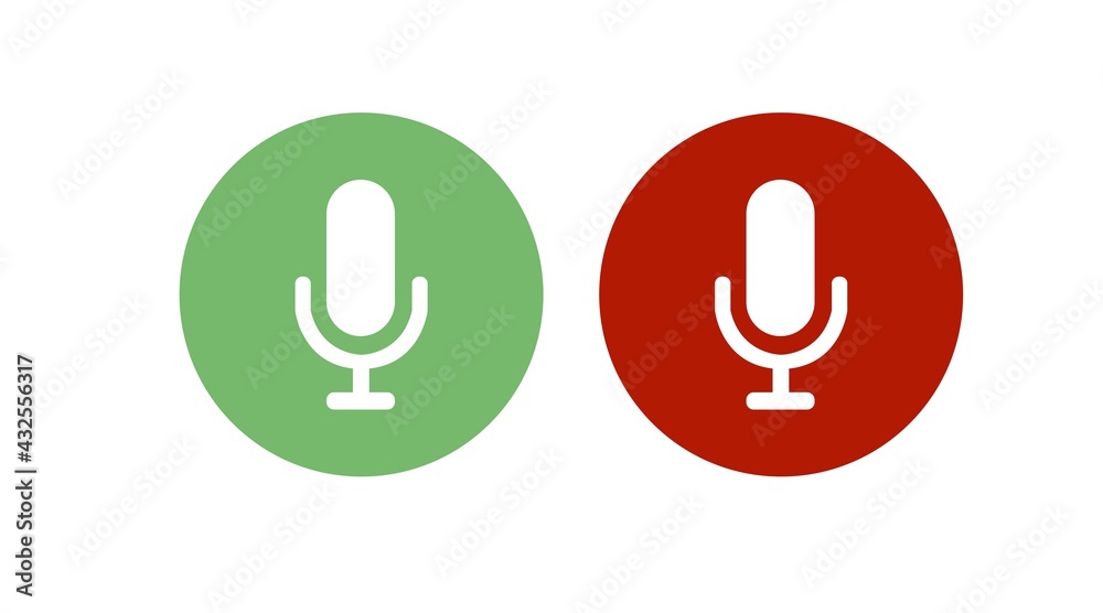 Mic Icon Set. Vector isolated illustration. On and Off Mic Mic Icon Set. Vector isolated illustration. On and Off Mic