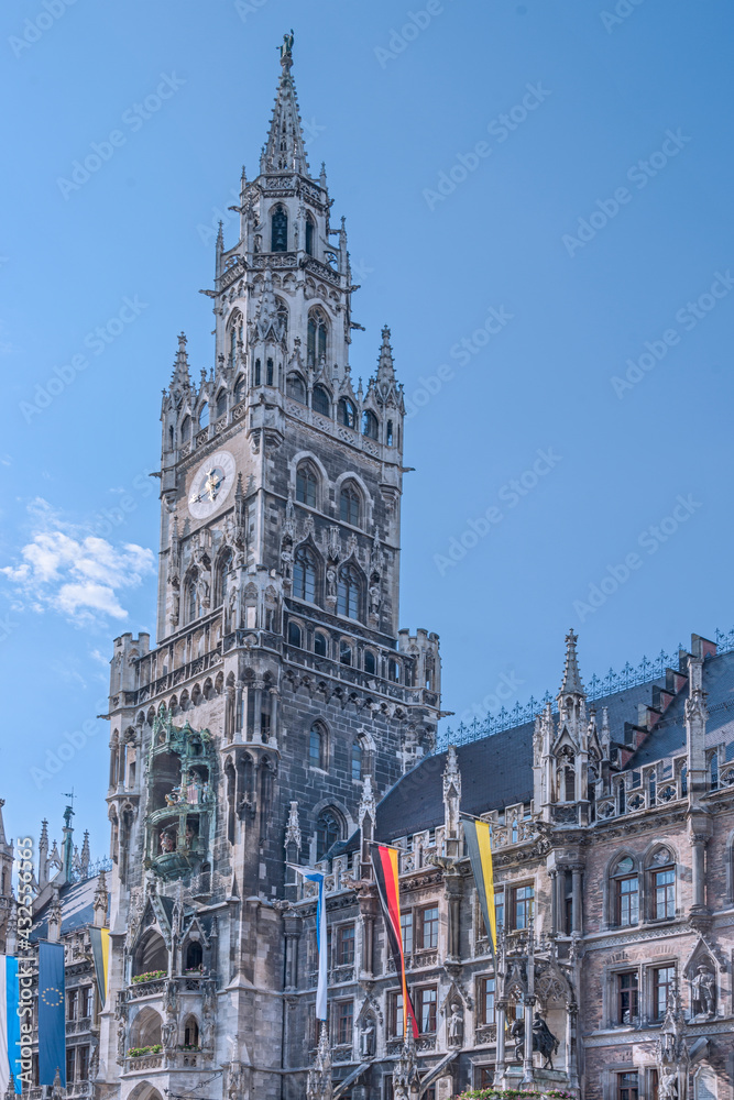 The New Town Hall (German: Neues Rathaus) is a town hall in neo-gothic style at the Marienplatz. In 1874 the municipality had left the Old Town Hall for its new domicile. Munich, May 2014