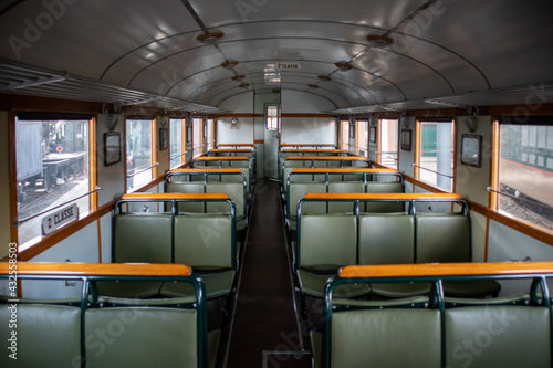 Interior of a second class carriage in a vintage Italian train