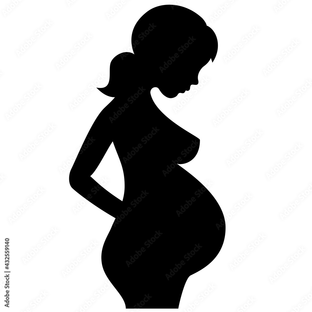 Young pregnant woman body silhouette