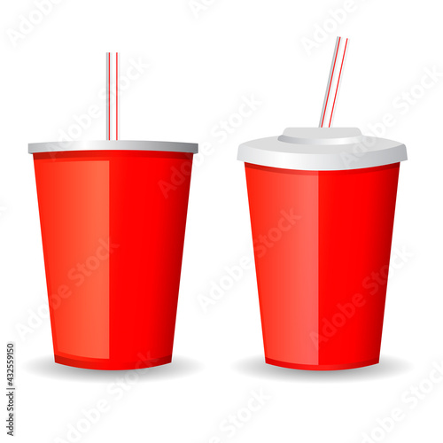 Red cup for soft drink, vector illustration