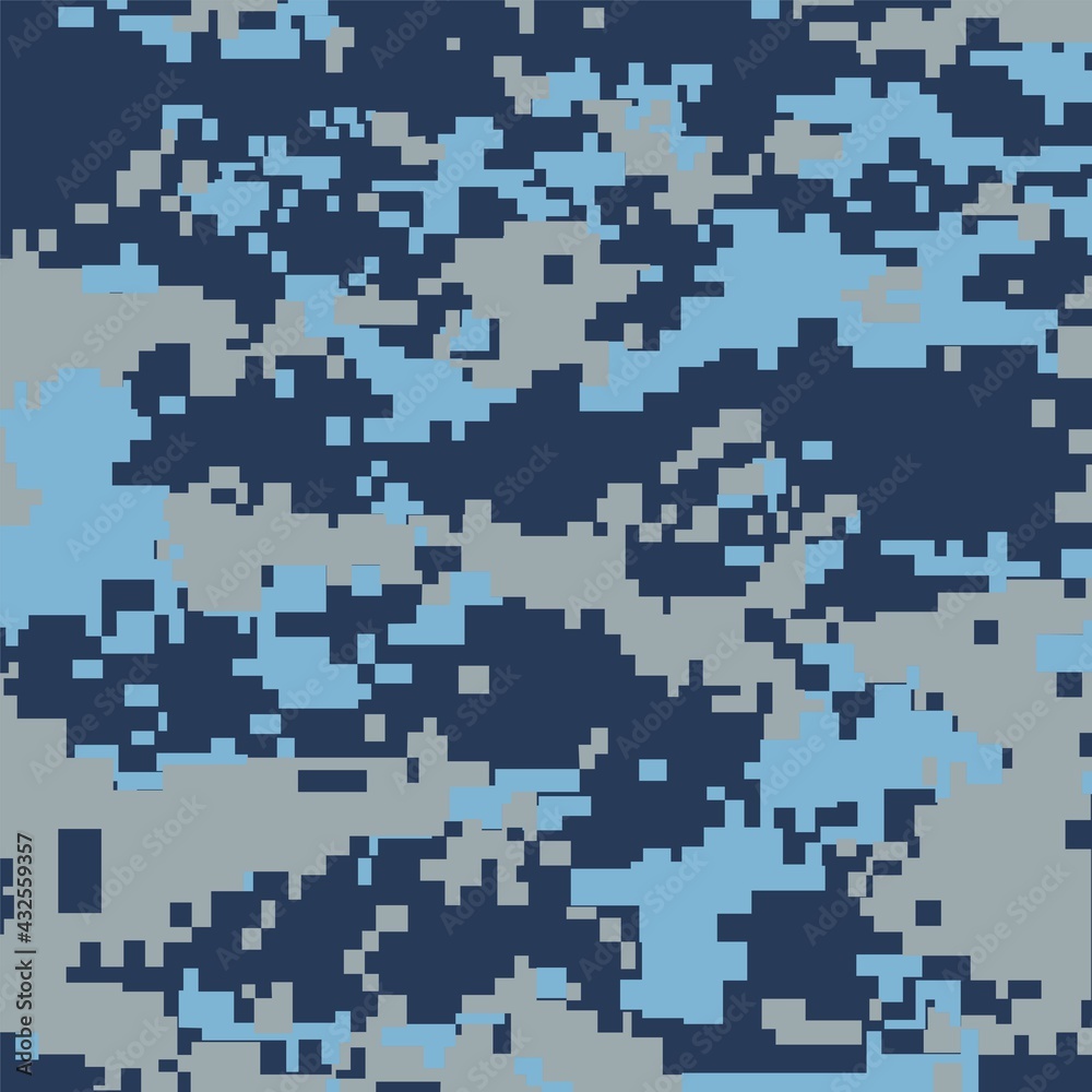 Pixel camouflage pattern in blue colours Pixel camouflage pattern in blue colours