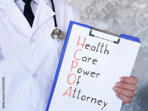 Canvas Print Healthcare Power of Attorney HCPOA is shown on the photo using the text