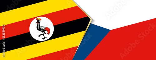 Uganda and Czech Republic flags, two vector flags.
