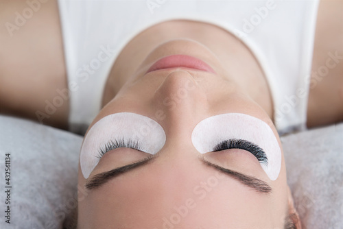 Eyelash Extension Procedure. Before and after. 