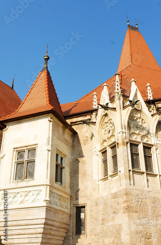 Gothic architectural details of Corvin Castle, also known as Hunyadi Castle or Hunedoara Castle, Hunedoara County, Transylvania, Romania