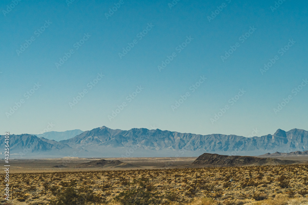 Arid Mountains landscape against clear blue sky in Nevada Arid Mountains landscape against clear blue sky in Nevada