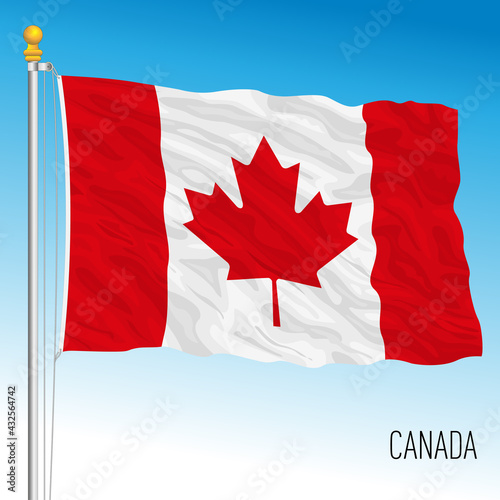 Canada official national flag, north american country, vector illustration, 4 x 3 version