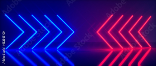 futuristic neon colored arrows (3d rendering)