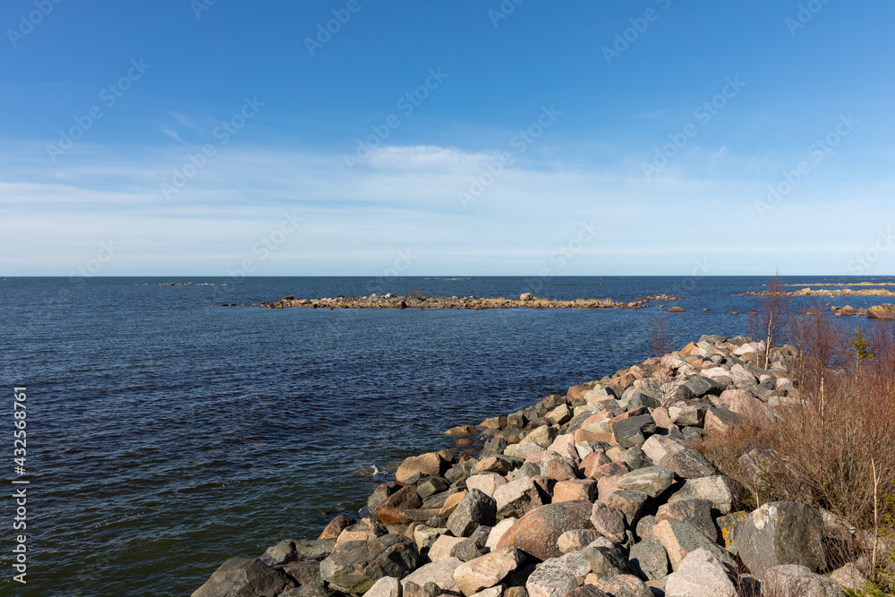Sea view from the beach located in Finland, nordic nature