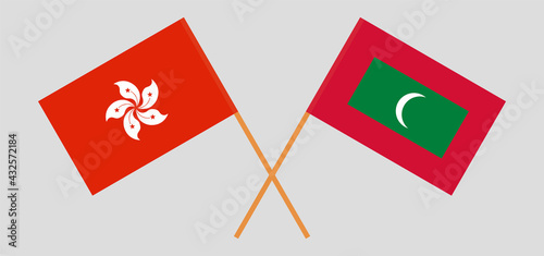 Canvas Print Crossed flags of Hong Kong and Maldives