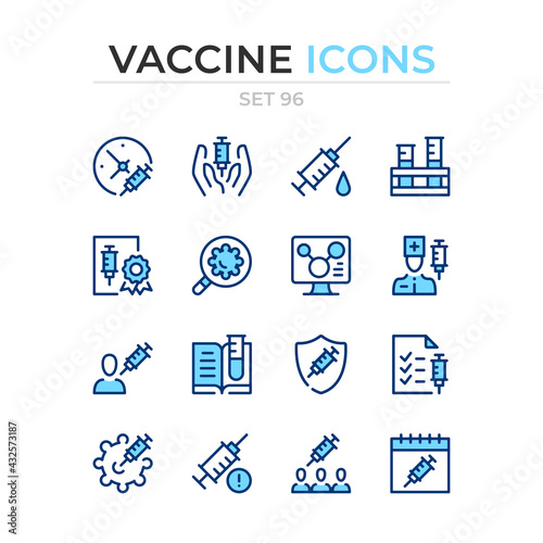 Vaccine icons. Vector line icons set. Premium quality. Simple thin line design. Modern outline symbols collection, pictograms.